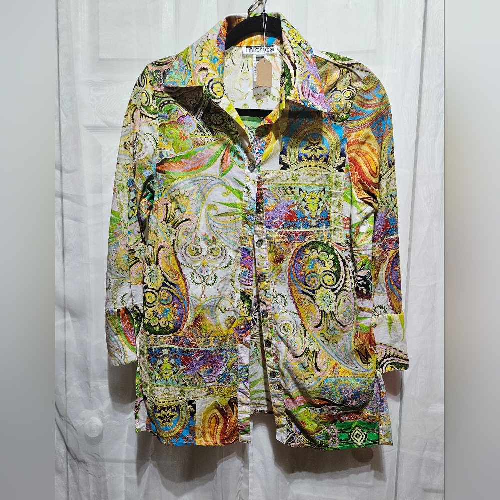 Colorful Paisley Women's Artsy Button Down Shirt